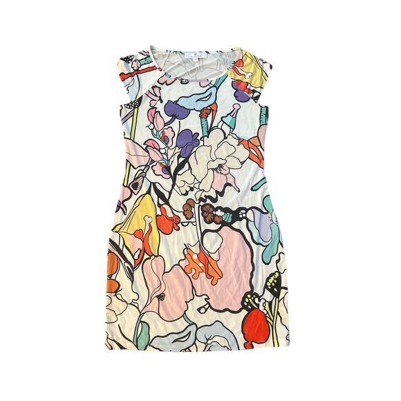 Women M Jean-Pierre Klifa Paris Short Slv Printed Mini Dress Abstract Floral - Picture 1 of 5